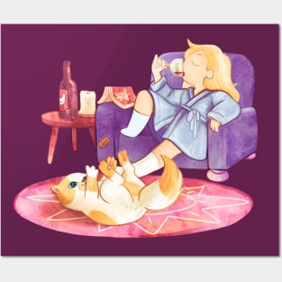 Chilling with Cake and wine, Adventure Time fan art Posters and Art